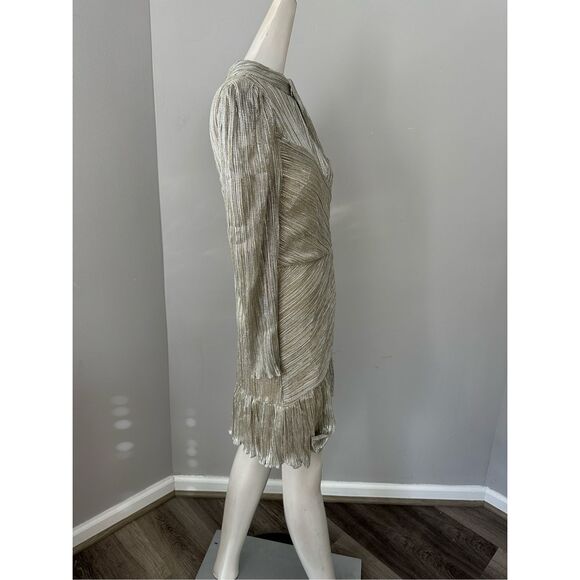 Saylor Saydee Mock Neck Long Sleeve Ruched Mini Dress Metallic Large $275 - Picture 6 of 11
